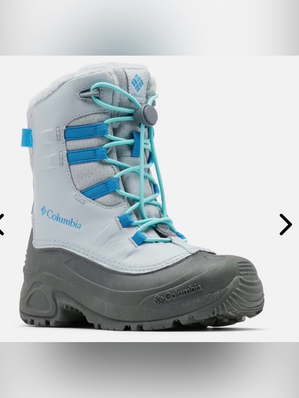 Columbia Light Blue & Gray Insulated SnowWinter Boot size girls 5. Waterproof